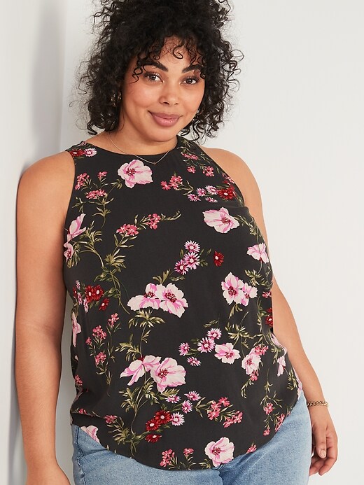 Floral-Print High-Neck Plus-Size Sleeveless Top | Old Navy