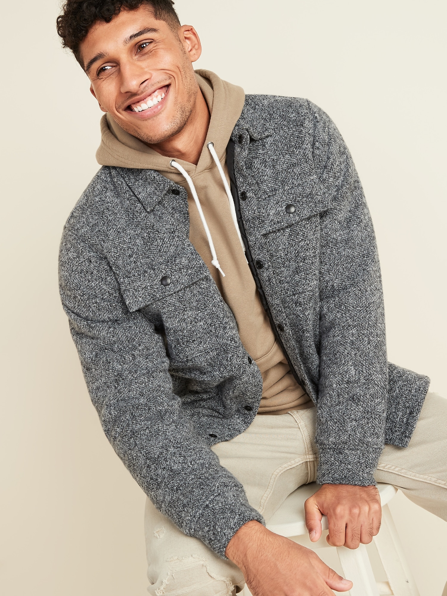 Sweater-Fleece Shirt Jacket for Men | Old Navy