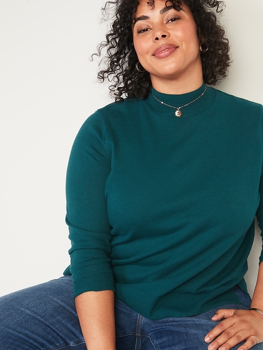 View large product image 1 of 2. Relaxed Mock-Neck Plus-Size Sweater