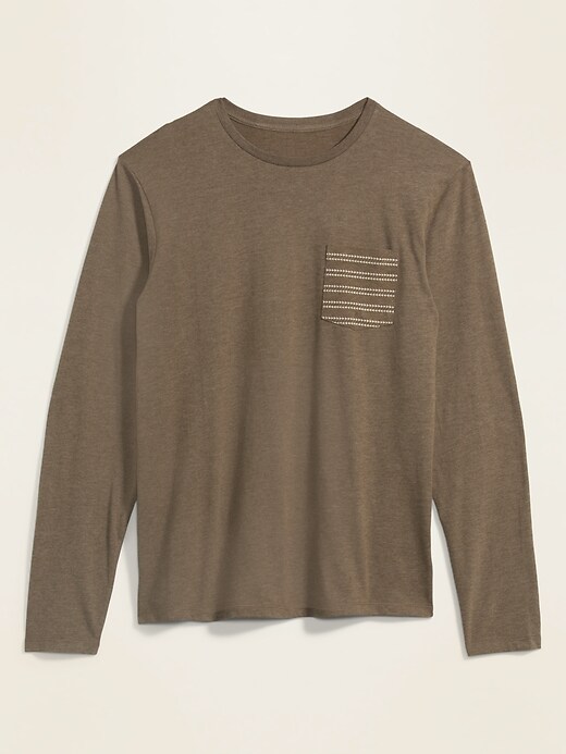 View large product image 2 of 2. Soft-Washed Patterned-Pocket Long-Sleeve Tee
