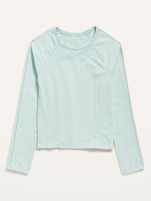 View large product image 1 of 2. Fitted Go-Dry Long-Sleeve Seamless Tee for Girls