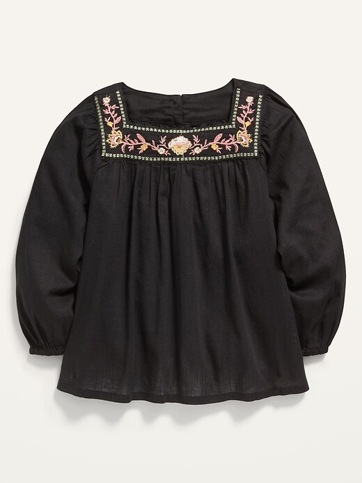 View large product image 1 of 2. Embroidered Square-Neck Top for Toddler Girls