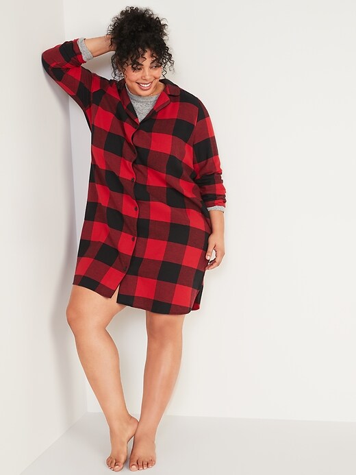 View large product image 1 of 2. Buffalo Plaid Flannel Plus-Size Nightgown