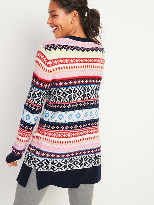 Image number 2 showing, Cozy Fair Isle Long-Line Open-Front Sweater for Women