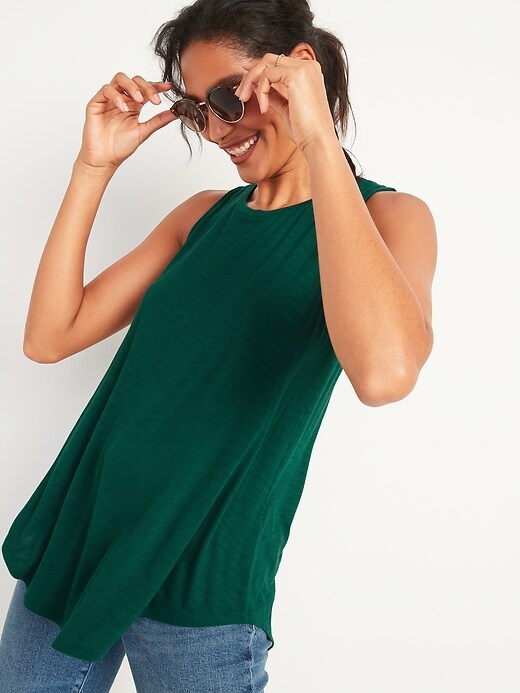 Image number 3 showing, Luxe High-Neck Slub-Knit Tank Top for Women