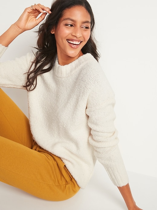 Image number 3 showing, Cozy Oversized Bouclé Crew-Neck Sweater for Women