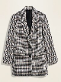 View large product image 3 of 3. Oversized Soft-Brushed Patterned Blazer Jacket for Women