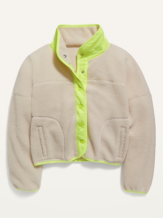 View large product image 1 of 1. Sherpa/Nylon Hybrid Jacket for Girls