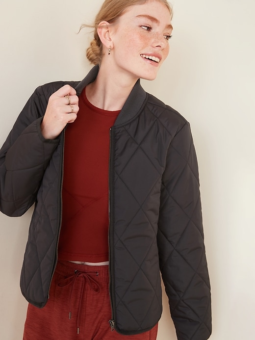 View large product image 1 of 2. Diamond-Quilted Zip Jacket for Women