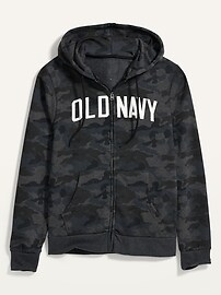 View large product image 3 of 3. Logo-Graphic Camo Zip Hoodie