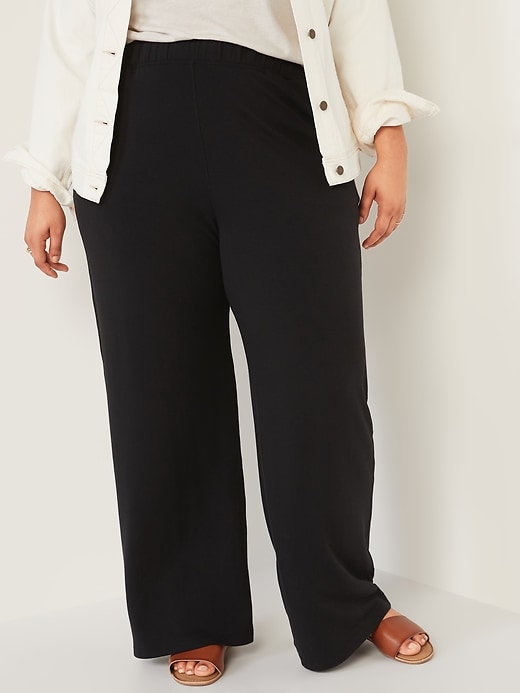 View large product image 1 of 3. High-Waisted Soft-Brushed Wide-Leg Plus-Size Sweatpants