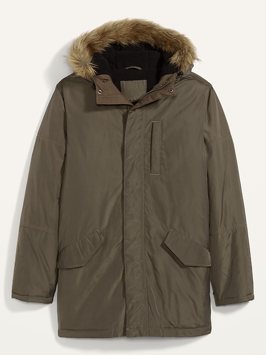 View large product image 2 of 2. Hooded Faux-Fur Trim Parka Coat