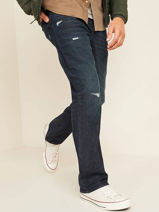 Image number 1 showing, Built-In Flex Dark-Wash Ripped Boot-Cut Jeans
