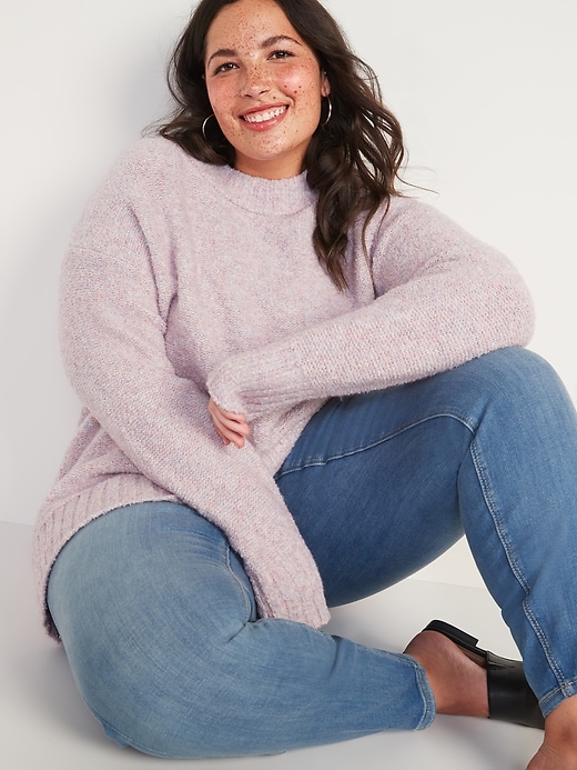 View large product image 1 of 2. Oversized Cozy Crew-Neck Plus-Size Sweater