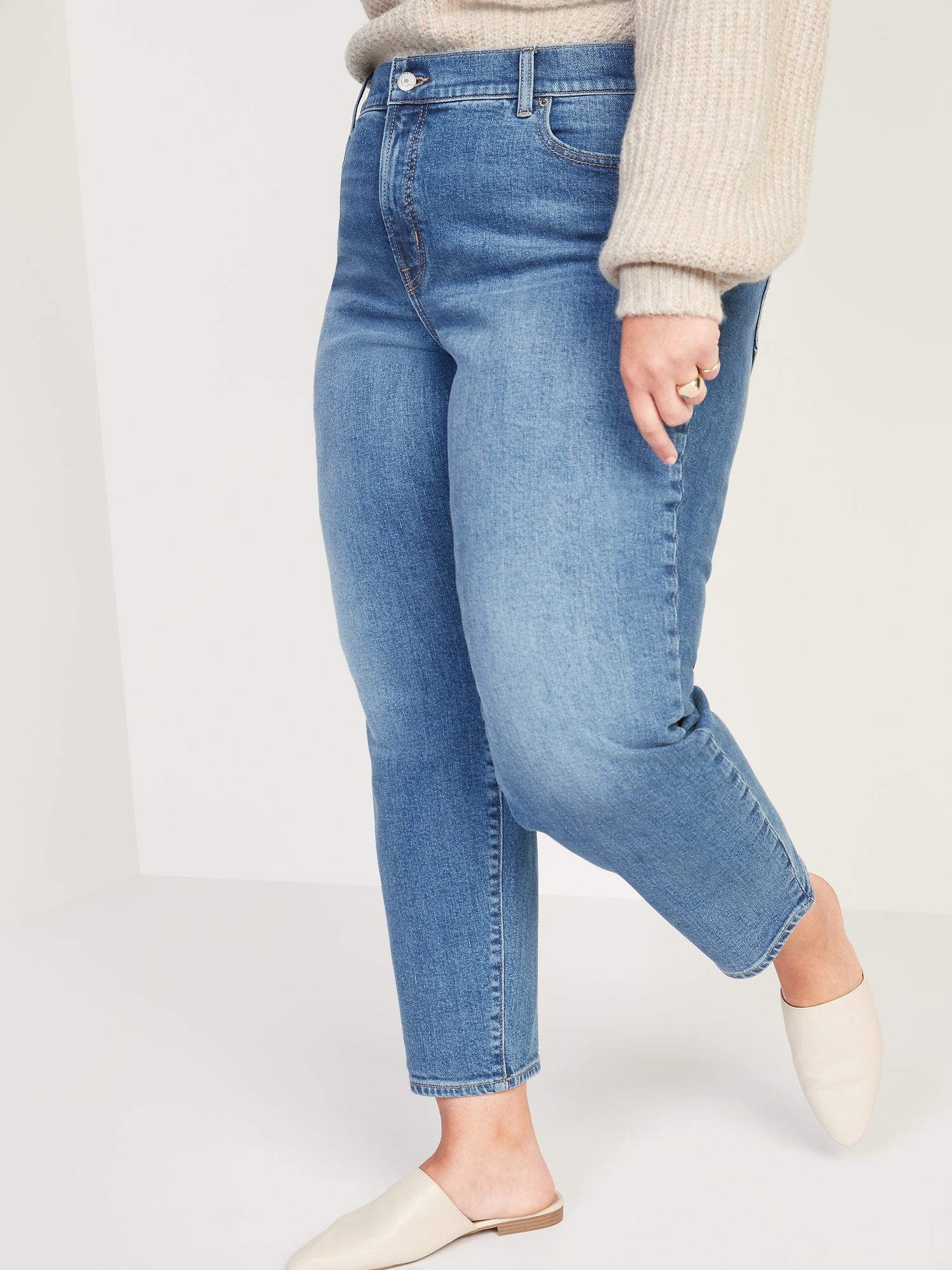 Old Navy + High-Waisted Secret-Slim Pockets O.G. Straight Plus-Size Jeans