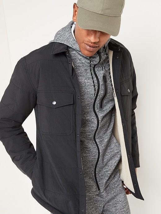 Image number 1 showing, Water-Resistant Sherpa-Lined Quilted Shirt Jacket