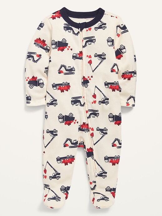 View large product image 1 of 1. Unisex Holiday-Print Footed One-Piece for Baby