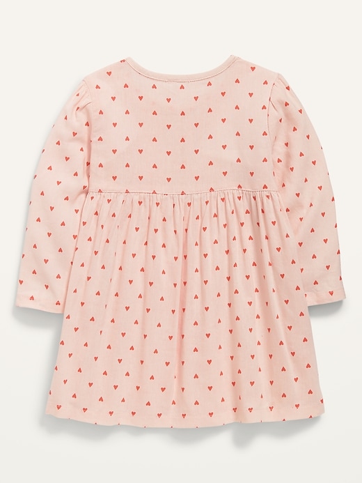 View large product image 2 of 2. Heart-Print Long-Sleeve Henley Dress for Baby