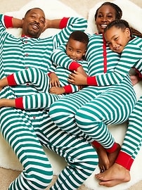 View large product image 3 of 3. Striped Henley Pajama One-Piece for Girls