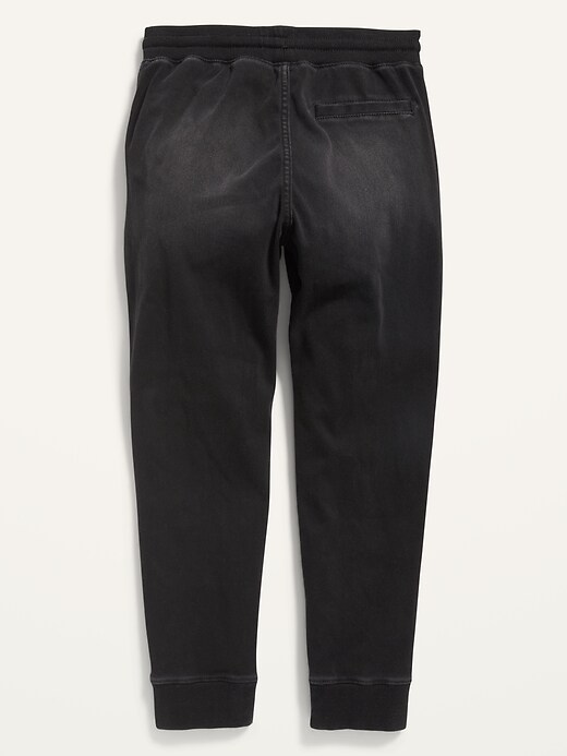 View large product image 2 of 2. Rib-Knit-Waist Black-Wash Jean Joggers for Boys