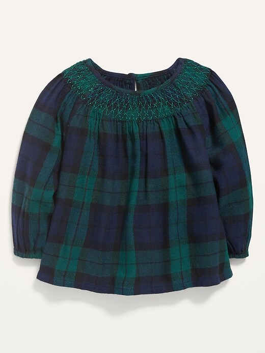 View large product image 1 of 2. Plaid Smock-Neck Top for Toddler Girls