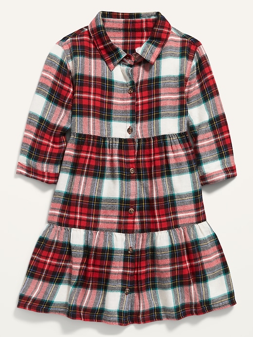 View large product image 1 of 2. Plaid Tiered Shirt Dress for Toddler Girls