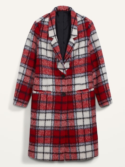 View large product image 2 of 2. Oversized Soft-Brushed Plaid Overcoat for Women