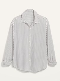 View large product image 3 of 3. Oversized Soft-Woven Pinstripe Tunic Shirt for Women