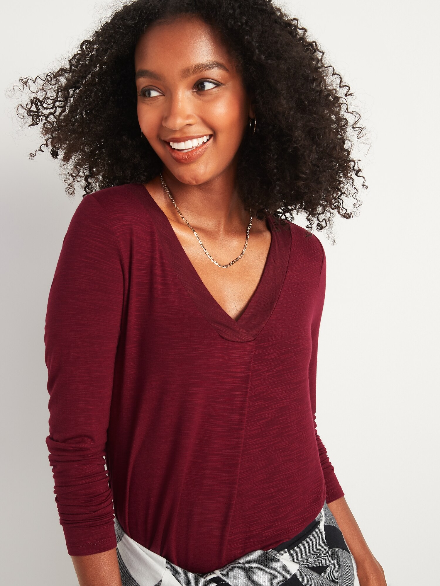 Luxe Slub-Knit Long-Sleeve Tunic Tee | Old Navy