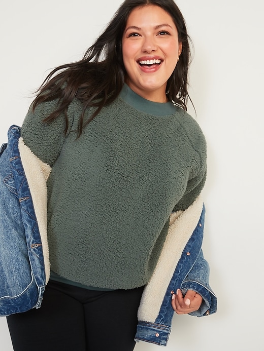 View large product image 1 of 2. Cozy Sherpa Plus-Size Sweatshirt