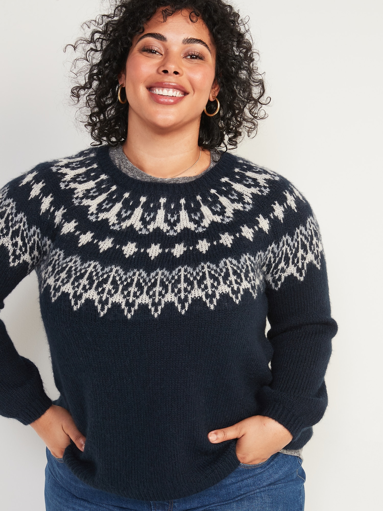 Fair Isle Blouson-Sleeve Plus-Size Sweater | Old Navy