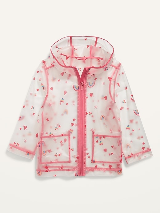 View large product image 1 of 2. Translucent Printed Hooded Rain Jacket for Toddler Girls