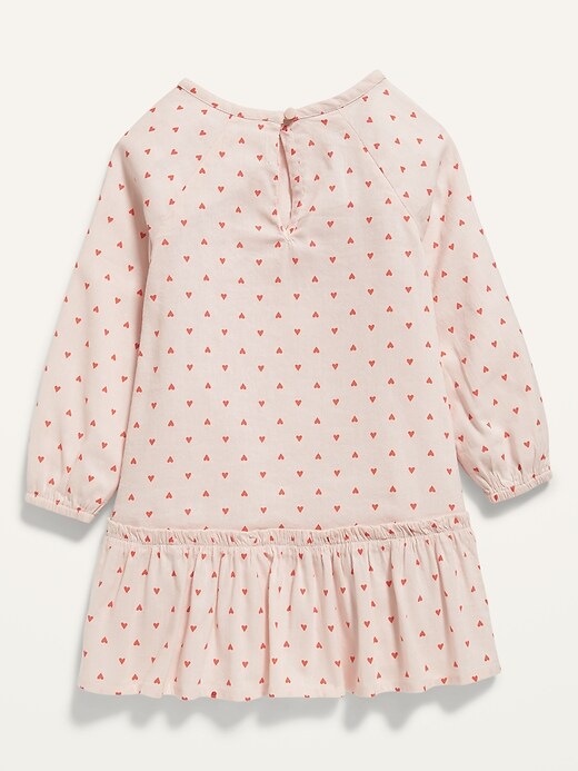 View large product image 2 of 2. Heart-Print Peplum-Hem Dress for Toddler Girls