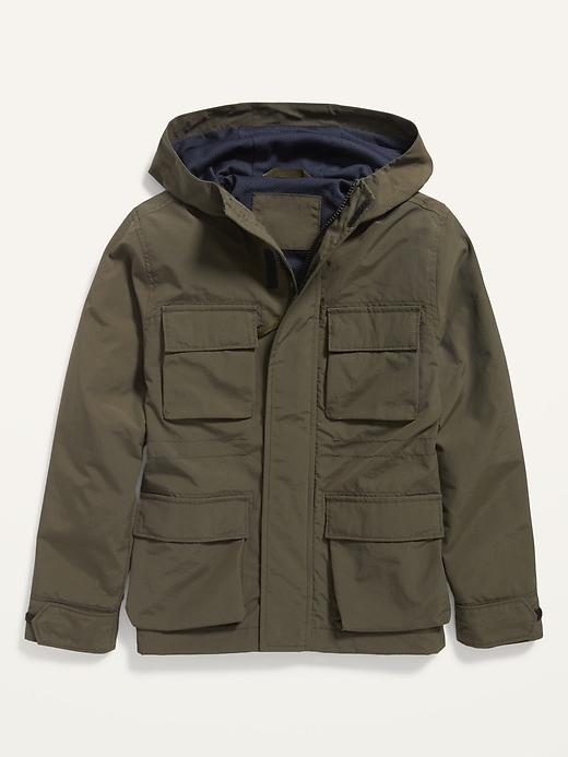 View large product image 1 of 2. Water-Resistant Hooded Nylon Jacket For Boys