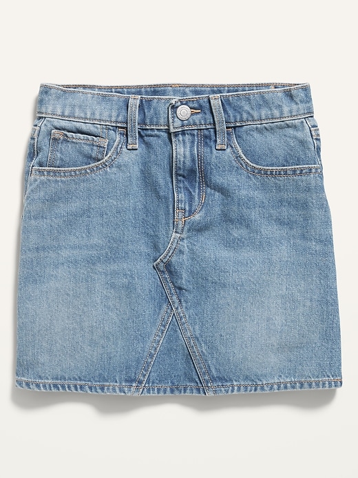 View large product image 1 of 2. High-Waisted Light-Wash Jean Skirt for Girls