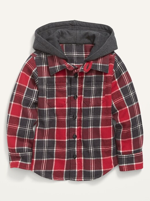 View large product image 1 of 2. Hooded Plaid Flannel Shirt for Toddler Boys