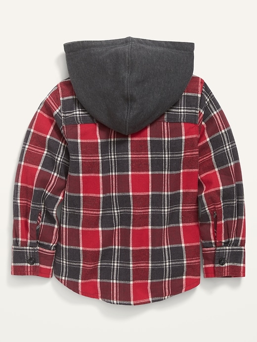 View large product image 2 of 2. Hooded Plaid Flannel Shirt for Toddler Boys