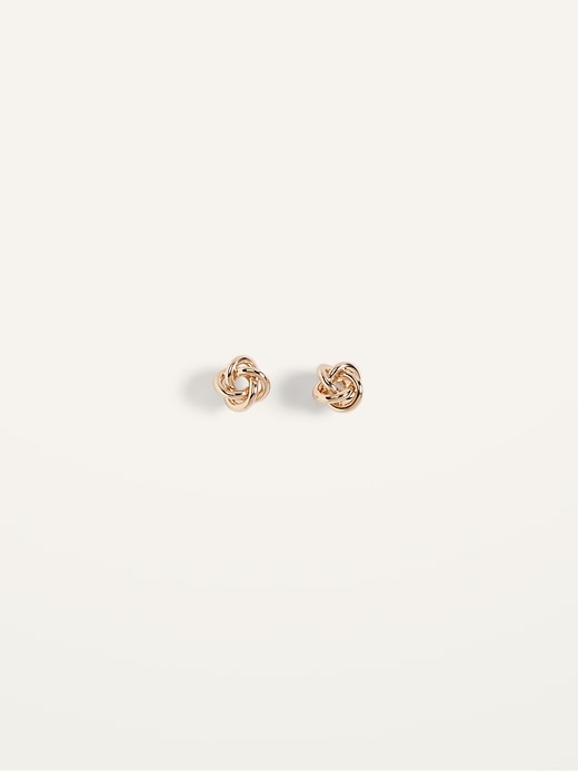 View large product image 1 of 2. Gold-Toned Knotted Stud Earrings for Women