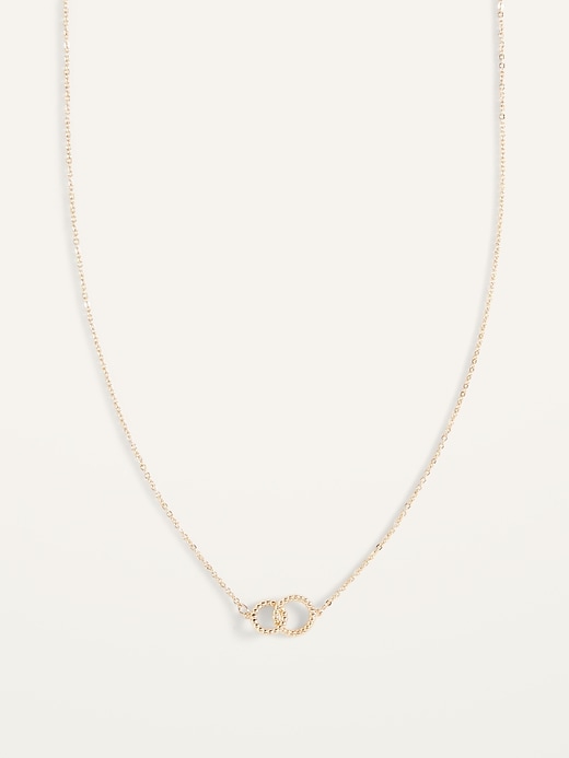 Real Gold-Plated Interlocking-Circle Pendant Necklace For Women