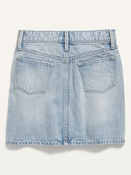 View large product image 2 of 2. High-Waisted Light-Wash Distressed Jean Skirt for Girls