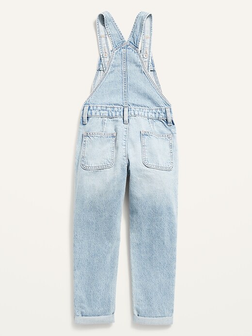 View large product image 2 of 2. Light-Wash Boyfriend Jean Overalls for Girls