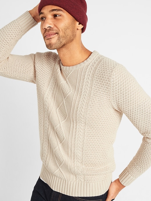 Textured Cable-Knit Crew-Neck Sweater for Men | Old Navy