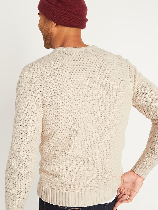 View large product image 2 of 3. Textured Cable-Knit Crew-Neck Sweater