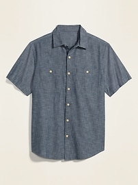 View large product image 3 of 3. Utility-Pocket Cotton Short-Sleeve Shirt