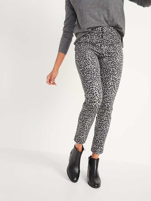 Image number 1 showing, High-Waisted Patterned Pixie Skinny Ankle Pants