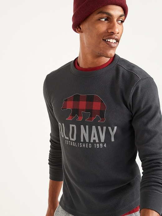 Image number 1 showing, Soft-Washed Logo-Graphic Thermal-Knit Long-Sleeve Tee