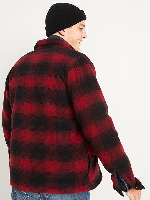 Image number 2 showing, Cozy Sherpa-Lined Plaid Wool-Blend Shirt Jacket