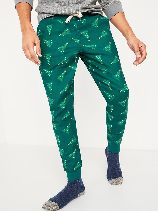 Old Navy Patterned Flannel Jogger Pajama Pants for Men. 1