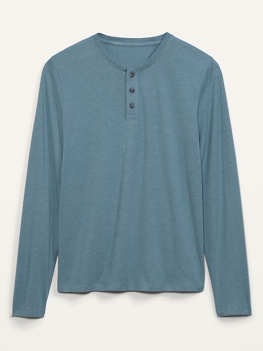 View large product image 2 of 2. Soft-Washed Long-Sleeve Henley Tee