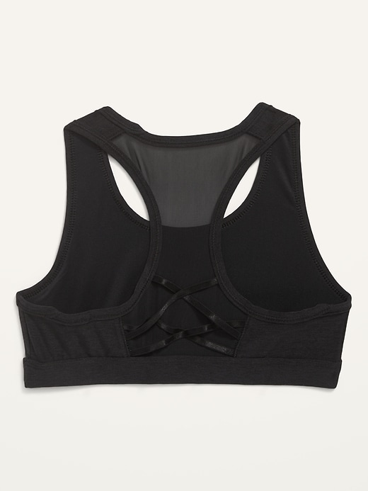View large product image 2 of 3. Go-Dry Mesh-Trim Racerback Sports Bra for Girls
